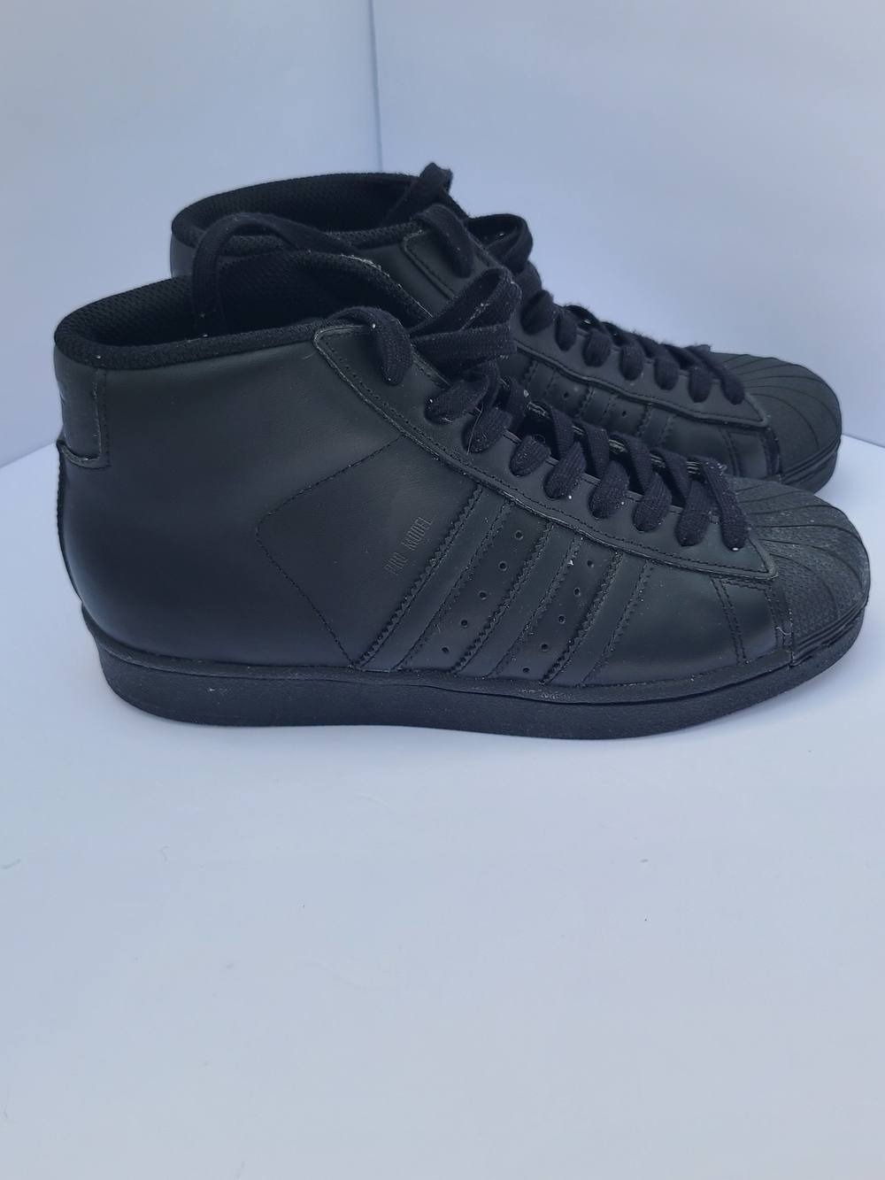 Adidas Pro Model Mid Triple Black Womens Size 5 Shell Toe Sneakers